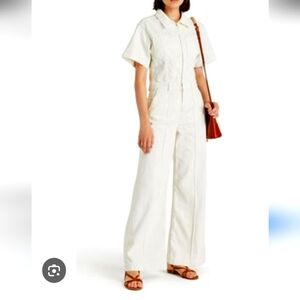 Frame Denim Cream Short Sleeve Jumpsuit